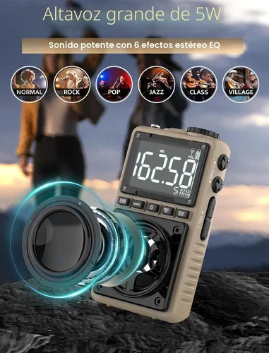 Miniatura 4 de Radio de onda corta Bluetooth AM FM con alerta meteorológica NOAA, radio de bolsillo portátil recargable de 1250 mAh con la mejor recepción, altavoz
