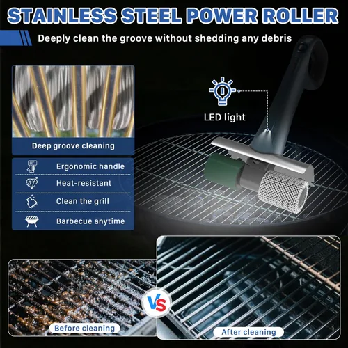 Miniatura 4 de Hillyfe Cepillo de parrilla para exterior, cepillo de parrilla recargable inalámbrico con 3 cabezales de cepillo, cepillos de limpieza eléctricos