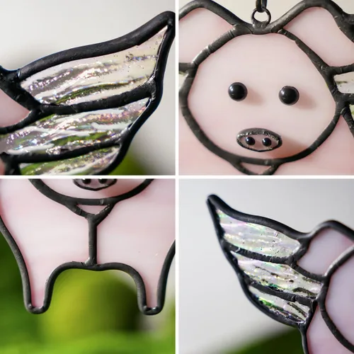 Miniatura 3 de BOXCASA Suncatcehr - Regalos de cerdo para ventana, lindos regalos de cerdo volador para niñas, mujeres, amantes de los cerdos, vidrieras