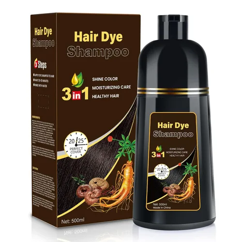 Miniatura 7 de Champú de tinte para cabello negro 3 en 1 Champu para canas, para cobertura de cabello gris, champú de color negro herbario natural para mujeres