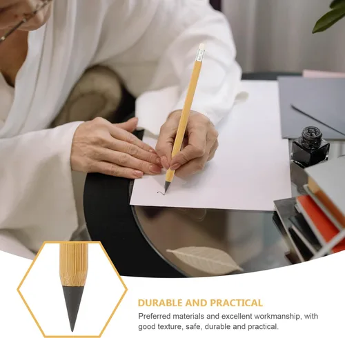 Miniatura 6 de Tofficu Forever Pencil - Lápiz creativo, 6 lápices de bambú borrables, lápiz de madera eterno, lápiz eterno, lápices sin tinta para escribir