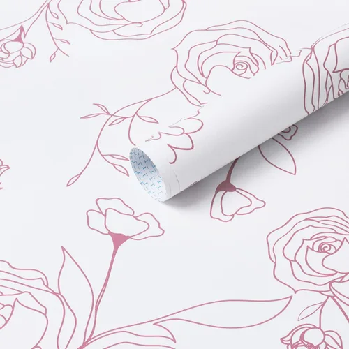 Miniatura 18 de Safiyya Papel tapiz de 118 x 17.3 pulgadas, papel de contacto dorado y azul, papel tapiz floral, autoadhesivo, extraíble, para cubrir dormitorios