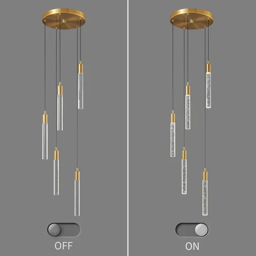Miniatura 7 de Luminaria Moderna Lámpara Colgante de Isla de Cocina Luz Colgante LED Regulable Dorada Luces Colgantes Mini Iluminación Colgante de Cristal