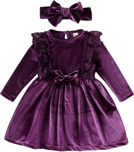 Miniatura 67 de IDOPIP Vestido tutú de terciopelo para niñas pequeñas, vestido de manga larga para princesa, Navidad, cumpleaños, fiesta, boda, vestidos de otoño e