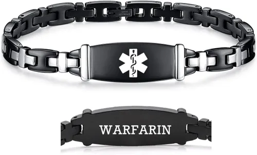 Miniatura 109 de LinnaLove Lady Medical Alert - Pulseras médicas de acero inoxidable para mujer, 7.5 pulgadas