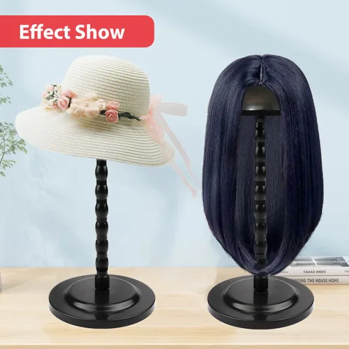 Miniatura 2 de Soporte para peluca, 1 soporte para cabeza de peluca de 13.8 pulgadas, soporte de peluca portátil negro antideslizante, soporte de cabeza de peluca
