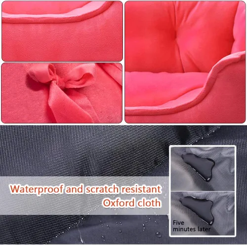 Miniatura 3 de Linda Cama de Princesa para Perros Rosa, Cama para Cachorros para Perros Pequeños, Sofá Transpirable para Gatos, Cojín para Mascotas con Lazo, Nido