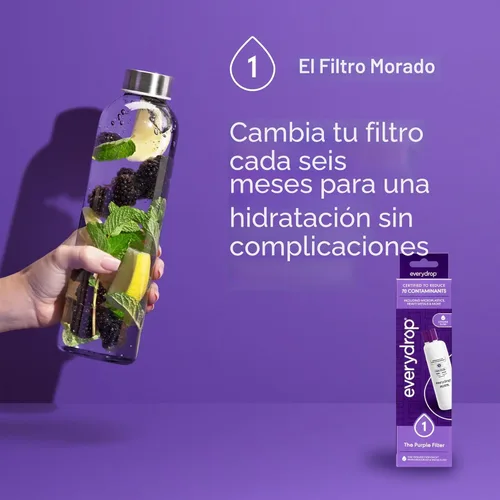 Miniatura 6 de everydrop by Whirlpool Filtro de refrigerador para hielo y agua 1, EDR1RXD1, paquete individual, morado
