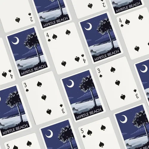 Miniatura 4 de Lantern Press Myrtle Beach, Carolina del Sur, Palmetto Moon (52 cartas de juego, baraja de cartas de tamaño póquer con comodines)