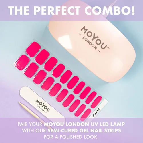 Miniatura 6 de MOYOU LONDON Tiras de uñas de gel semicuradas de color liso, 20 unidades. Envolturas de uñas de gel UV para manicura de calidad de salón, fácil