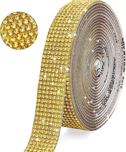 Miniatura 14 de Tiras de Cinta de Diamantes de Imitación de Cristal Autoadhesivas Negras, Tiras de Cinta de Diamantes de Imitación de 7 Filas con Adhesivo