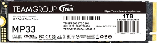 Miniatura 16 de TEAMGROUP MP33 256GB con caché SLC 3D NAND TLC NVMe 1.3 PCIe Gen3x4 M.2 2280 SSD interno R/W velocidad de hasta 1600/1000 MB/s para portátil y PC