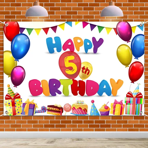 Miniatura 11 de HAMIGAR Fondo de pancarta de feliz cumpleaños de 6 x 4 pies, decoraciones de cumpleaños de 3 años, suministros de fiesta para niñas y niños, colorido