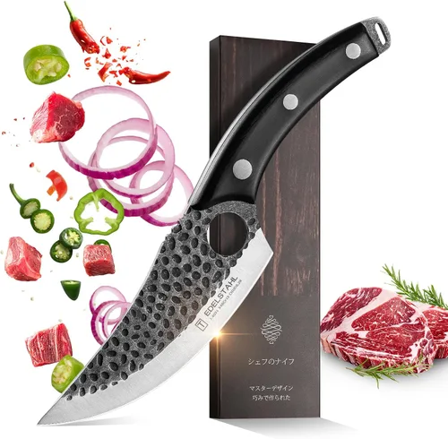 Miniatura 10 de Cuchillo de chef, cuchillo de cocina para deshuesar, cortar y cortar, cuchillo de carnicero forjado a mano, cuchillo japonés de acero inoxidable