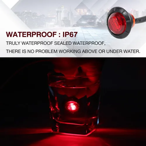Miniatura 6 de TMH Paquete de 100 luces LED rojas de 3/4 pulgadas, luces marcadoras LED laterales para remolque, camión, caravana, coche, autobús, furgoneta Rojo