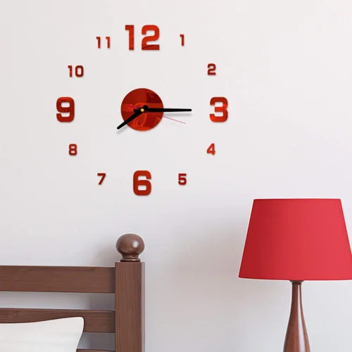 Miniatura 2 de AkoMatial Reloj de pared con efecto espejo acrílico 3D con efecto de espejo, calcomanía para decoración mural para el hogar y el dormitorio