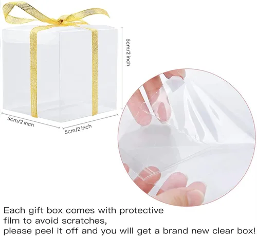 Miniatura 2 de Coobbar Caja de regalo transparente para dulces, paquete de 30 cajas vacías de plástico de PVC transparente para regalos de fiesta, boda, regalos