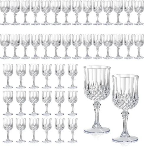 Miniatura 28 de XUWAIDSGN 48 Pcs Copas de Vino Vintage de Plástico de 7oz Vasos para Beber Vasos Irrompibles Cristalería para Bodas Copas de Agua de Cristal Goblets