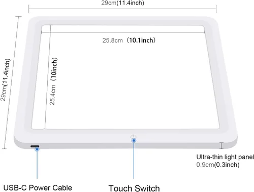 Miniatura 2 de PULUZ Panel de luz sin sombras para fotografía de 11.4 in, luz de relleno LED ultra brillante, panel de fondo, luz inferior táctil, caja de fotos