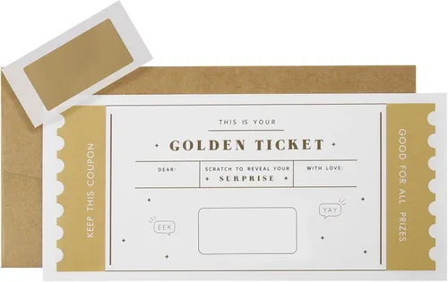 Miniatura 2 de CJ&M El Boleto Dorado Boleto sorpresa para rascar y revelar, boleto dorado, tarjeta para rascar, sorpresa navideña, revelación de regalo, regalo