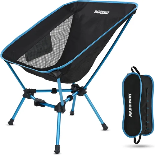MARCHWAY Silla de camping plegable ligera, portátil y compacta para campamento al aire libre, viajes, playa, picnic, festival, senderismo, Azul