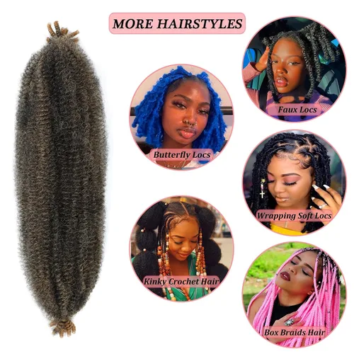 Miniatura 4 de Marley Twist - Cabello trenzado 1b/27 Afro Spring Cuban Twist Hair de 24 pulgadas, cabello trenzado trenzado trenzado jamaicano, extensiones