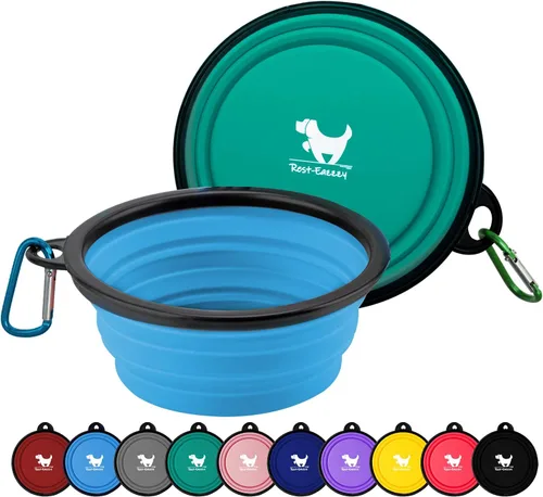 Miniatura 13 de Rest-Eazzzy - Tazones plegables grandes para perros 1000 ml, 2 unidades de fuente de agua portátil para perros, gatos, mascotas, plato plegable