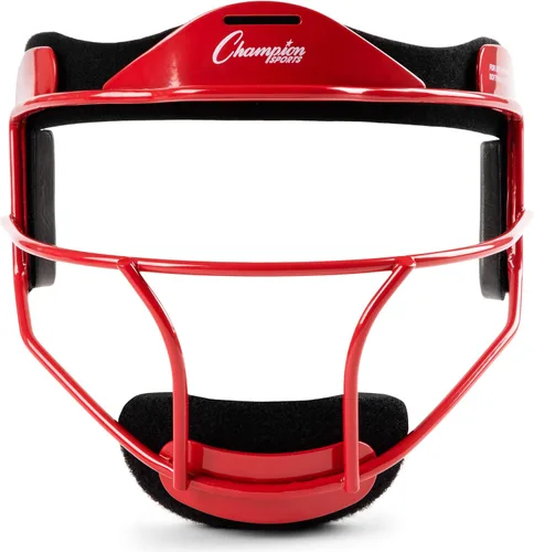 Champion Sports Steel Softball Face Mask – Durable Fielder’s Mask for Youth & Adults, Multiple Colors for Practice & Games Rojo