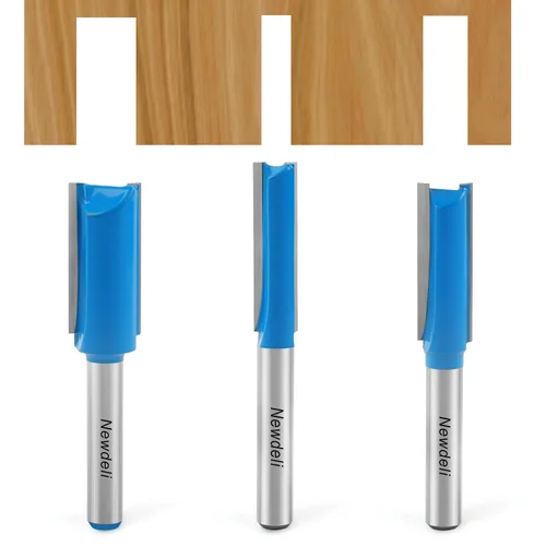 Miniatura 8 de Newdeli - Juego de 3 brocas rectas de corte recto, 3 brocas rectas de doble flauta de 1/2 con fresadora de madera dada recta con 1/4 pulgadas, 3/8