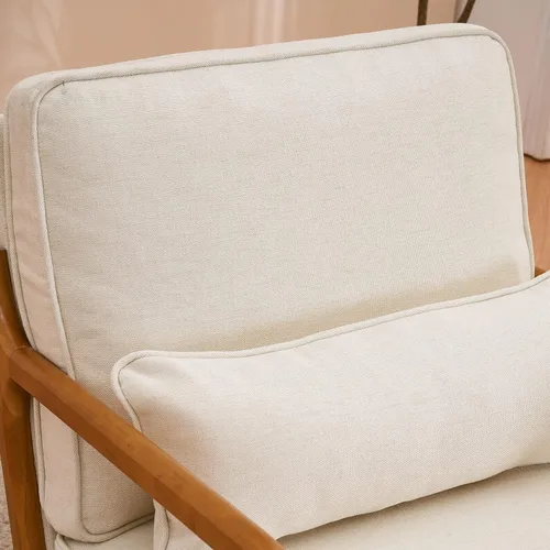 Miniatura 8 de Silla de ocio con reposabrazos y patas de madera maciza, silla de sala de estar moderna de mediados de siglo, sofá individual, para sala de estar
