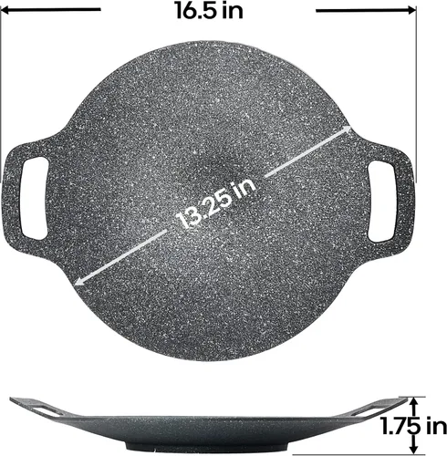 Miniatura 3 de Saltlas Sartén de barbacoa de estilo coreano para estufa, camping e IH, parrilla redonda de 13 pulgadas con doble fondo, sartén con revestimiento