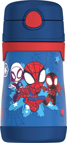 Miniatura 23 de Thermos Bebé 10 oz. Botella de acero inoxidable con popote emergente, coches