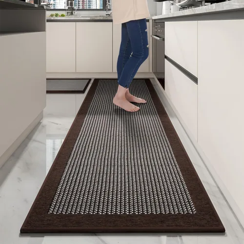 Miniatura 15 de PADOOR Juego de 2 alfombras de cocina antideslizantes, extra grandes de 2.5 x 6 pies + 20 x 32 pulgadas, para suelo de cocina, antideslizante