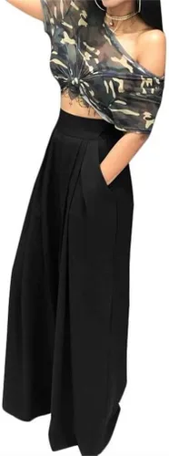 Miniatura 2 de LROSEY Women Casual Stretchy Wide Leg Palazzo Pants with Pockets Flowy Dress Pants High Waisted Trousers