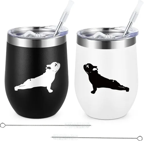 Miniatura 9 de Lifecapido Regalos de Chihuahua, Juego de 2 Vasos de Vino de Acero Inoxidable de 12oz con Silueta de Chihuahua, Regalos de Cumpleaños y Navidad
