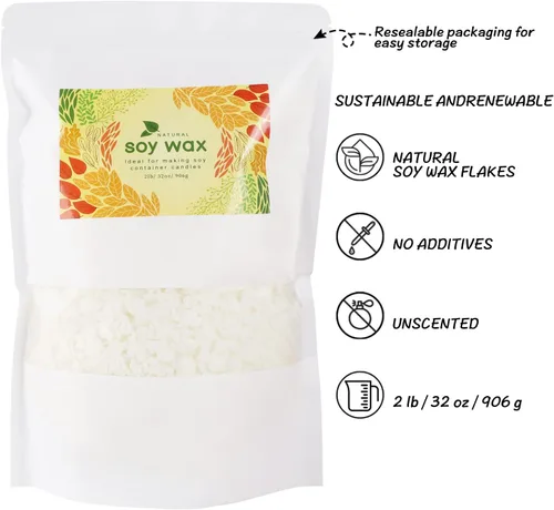 Miniatura 2 de Wfmolcand Suministros para hacer velas de cera de soja natural DIY - Hojuelas de cera de soja - Hecho de granja, sin aditivos, inofensivo y puro 2