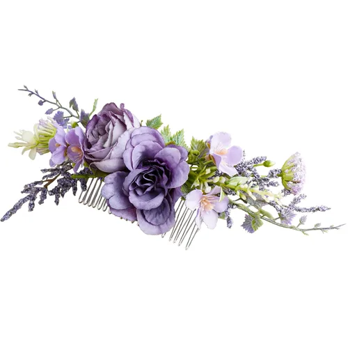 Miniatura 8 de Peineta de flores para novia - Peineta de flores blancas hecha a mano para accesorios florales para el cabello de boda para novia, dama de honor