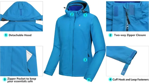 Miniatura 2 de Little Donkey Andy Chaqueta de esquí 3 en 1 para mujer, impermeable, cálida, para invierno, resistente al viento, para nieve