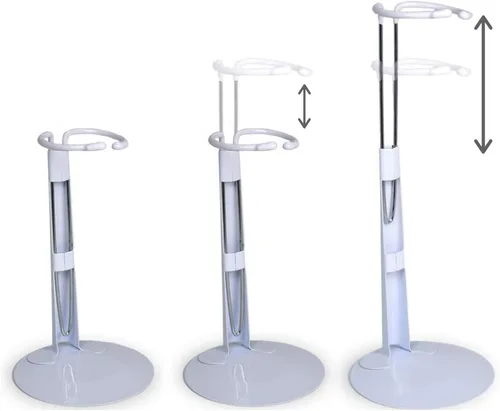 BANBERRY DESIGNS Soportes para muñecas, soportes de metal blanco y vinilo, se adapta a muñecas y figuras de 6 a 12 pulgadas de alto, cada soporte se