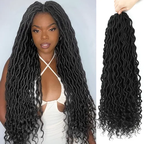 Miniatura 67 de Trenzas postizas Goddess, 6 paquetes de 18 pulgadas, cabello lacio, trenzado con ganchillo, para mujeres negras, trenzas postizas ombre con puntas