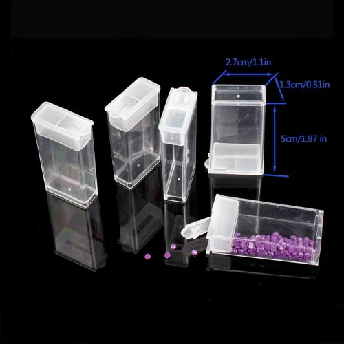 Miniatura 5 de Eiito Cajas de almacenamiento de accesorios de pintura de diamantes, cuentas de bordado de diamantes 5D, kits de arte contenedor (64 rejillas)