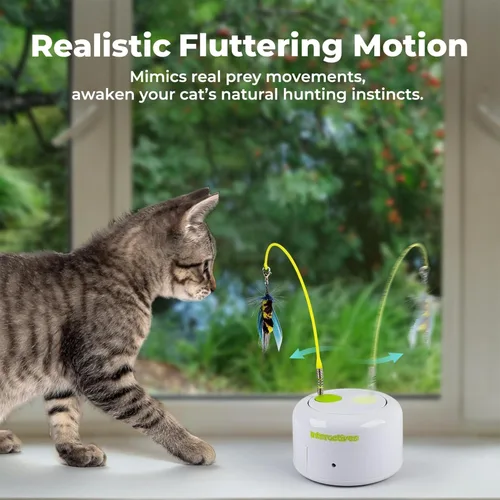 Miniatura 5 de ALL FOR PAWS Juguete interactivo para gatos, juguetes automáticos para gatos con insectos voladores para gatos aburridos de interior, juguetes