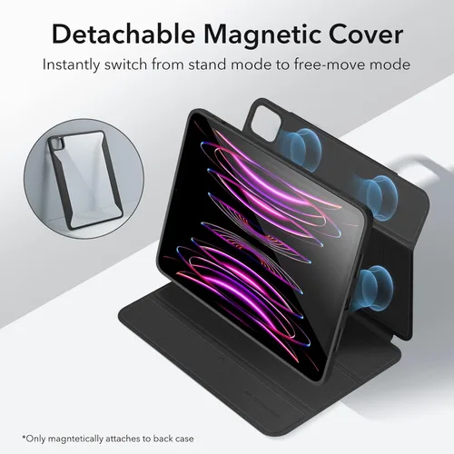 Miniatura 3 de ESR Funda para iPad Pro de 11 pulgadas (2022/2021/2020/2018, 4ª/3ª/2ª/1ª generación) con soporte para lápiz, cubierta magnética extraíble, soporte