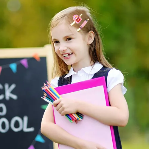 Miniatura 6 de 2 pares de pinzas para el pelo de manzana y autobús escolar para el regreso a la escuela, regalos de agradecimiento al profesor