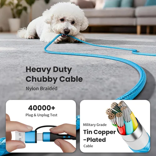 Miniatura 4 de Cruise Travel Essentials 2026, cable USB A/C 3 en 2 para iPhone 17, cargador iWatch, cable de carga múltiple trenzado, cable de carga múltiple