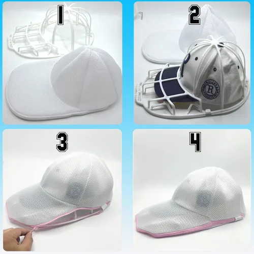 Miniatura 4 de Jaula Lavadora de Sombreros para Lavadora, Lavadora de Gorras con Bolsas de Malla para Limpieza y Protección de Gorras de Béisbol