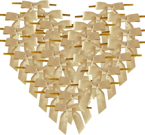 Miniatura 12 de 50 lazos de oro blanco de 3-1/2 pulgadas con lazos giratorios para envolver regalos, embalaje, decoración de Navidad (W.Gold)