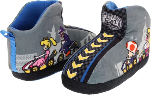 Miniatura 2 de SUPER MARIO Mariokart Nintendo - Pantuflas Mismatch para niños, Mario Luigi Yoshi Peach, gris, talla 1011 para niños pequeños talla 34