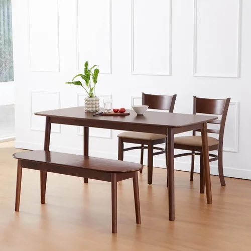 Miniatura 5 de Livinia Aslan Mesa de comedor rectangular de madera de roble malayo de 59 pulgadas, escritorio grande de cocina de madera maciza (nogal)