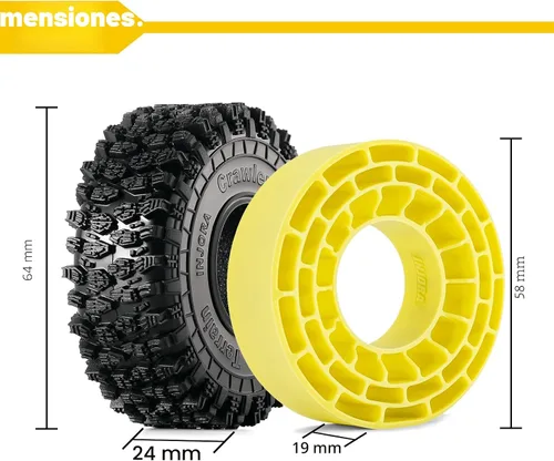 Miniatura 4 de INJORA 1.0 Insertos de goma de silicona y neumáticos de terreno rocoso S5 para actualización de auto a control remoto TRX4M SCX24 1/18 1/24 Crawler